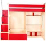 Yipi Flexi Bunk Bed With 3feet Sofa Cumbed With Storage & Study Table In Red By Yipi Engineered Wood Bunk Bed