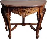 Zara Handicraft Wooden Designer Hand Carved Side Table, Brown, Mahogany Finish Solid Wood End Table