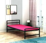 Ziaula 6X3 Feet Iron Metal Bed With Attached MDF Board and Mattress Metal Single Bed