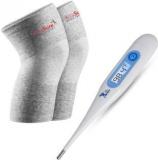 Accusure Orthopedic Pain Relief Bamboo Yarn Knee Support Cap Brace/Sleeves Pair With MT 32 Mercury Free Digital Thermometer