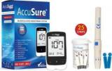 Accusure Sensor Glucometer Machine With 25 Test Strips & 10 Lancet Glucometer