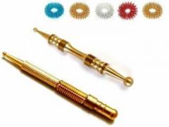 Acupressure Sujok Acupressure Probe Compact + Center Roller II Metal Diagnostic Jimmys + 5pcs Sujok Rings Compact Jimmy Massager