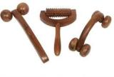 All About Wood COMBO 02 Sheesham Hand Roller Body & Foot Massager Stress Relief Acupressure Set Of 3 Massager