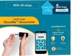 Apollo Sugar Apollo Glucome glucometer with 50 test strips, & Diabetes support services Glucometer