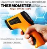 Balrama Digital IR Infrared Gun Type RANGE 50 To 550 C Handheld Non Contact Digital LCD Laser Backlight Temperature Tester Pyrometer + Leather Cover Case Handheld Thermometer