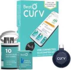 Beato CURV Smartphone | Sugar Test Machine with 10 Strips & 10 Lancets Glucometer