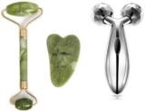 Chiway FACE AND HEAD ROLLER Gua Sha Set And Green Jade Roller Jade Roller AND 3D BODY MASSAGER