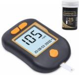 Control D Advanced Glucose Blood Sugar Testing Machine With 25 Strips Black Orange Glucometer