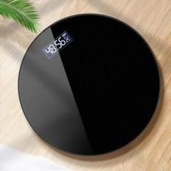 Dr Care USB Bathroom Black Round Personal Built in Battey Round Nightvision Rechargeable Weighing Scale