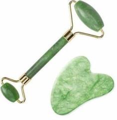 Eseekers Jade Roller and Gua Sha Set Jade Roller & Gua Sha Skin Scraper Natural Facial Set with Facial Stone and Roller for Firming Face, 100% Natural Jade Stone Face Roller Anti Aging, Puffy Eyes Massager, Neck, Anti Wrinkle Massager JR 123 Massager