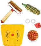 Netclub Acupressure 2000 Foot Mat Massager Tools Combo Kit Fitness Stress And Pain Relief Wooden Handle Sharp Acupressure Point Home Gym Body Massager