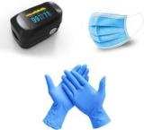 Oxistar Combo Pack Of Oximeter With 5 Surgical Mask & 5 Pairs Of Surgical Gloves, Pulse Oximeter