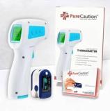 Purecaution Digital Infrared Forehead Thermometer Gun For Fever, Body Temperature . Best For Kids, Adults. With Fingertip OLED Display Digital SPo2 Oxigen Pulse Oximeter With 4 AAA Batteries Pulse Oximeter