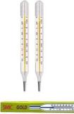 Swadesi By Mcp 2Pcs Oval Thermometer For Fever Test Temperature 94 108 F Mercury Thermometer Glass SMIC Gold Mercury Thermometer For Fever Clinical Thermometer Pack Of 2 Thermometer