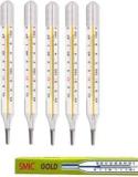 Swadesi By Mcp 5Pcs Oval Thermommeter For Fever Test Temperature 94 108 F Mercury Thermometer SMIC Gold Mercury Thermometer For Fever Clinical, Household Pack Of 5 Thermometer