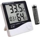 Trendyby Clock New HTC CLOCK Hygrometer Humidity Meter With Temp And Clock Display Thermometer