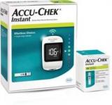 ACCU CHEK Instant Wireless Bluetooth Blood Sugar Glucose Check Machine With 10 Test Strips Glucometer