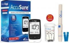 Accusure Sensor Glucometer Machine with 25 Test Strips & 10 Lancet Glucometer