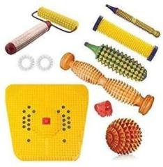 Acupressure Life Style Wooden Foot Roller Acupressure tools Wooden Foot Roller Acupressure Magnetic Stress Mat Combo Kit Massager