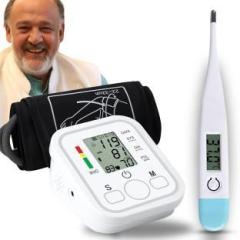 Aika AK 555 Fully Automatic Digital BP Monitor with Adjustable Cuff for Home Use and AK 45 Clinically Tested Digital Thermometer Bp Monitor