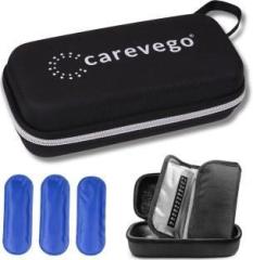 Carevego Insulin Cooling Box Hard Eva Case With 3 Cooler Ice Cold Pack