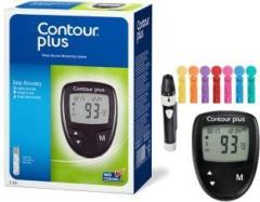 Contour Plus Glucometer + 1 lancing device + 5 Coloured lancets, Glucometer