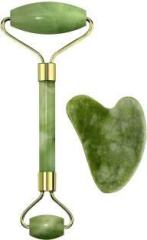 Deejet Facial Massager Jade Roller & Gua Sha Tool 100% Natural Himalayan Stone for Face Neck Healing Skin Wrinkles & Serum Application Facial Roller & Massager Natural Stone for Face Eye Neck Foot Massage Tool Massager