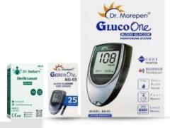 Dr. Morepen Glucometer and 25 Strips, Dr Seibert Sterile 100 Lancets combo pack Glucometer