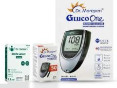 Dr. Morepen Glucometer and 50 Strips, Dr Seibert Sterile 100 Lancets combo pack Glucometer