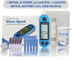 Gluco Spark Meter with 50 strips and 25 lancets | Diabetes checking machine Glucometer