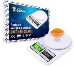 Home Genie Portable Electronic Digital Weighing Scale Weight Machine for Kitchen | Electronic Weight Scale with LCD Display | Measuring Food, Cake, Vegetable, Fruit Weighing Scale 1gm to 10kg White Weighing Scale