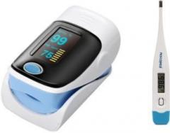 Niscomed Professional Series Finger Tip Pulse Oximeter With Audio Visual Alarm and Including Digital Thermometer Pulse Oximeter