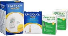 Onetouch Verio Flex Blood Glucose Monitor with 50's Verio strips with 50 Delica Plus Lancets Glucometer