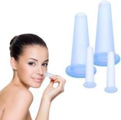 R A Products 4Pcs Silicone Vacuum Cupping Cups Massage Set With Bag Face Body Cups 4Pcs Silicone Vacuum Cupping Cups Massage Set With Bag Face Body Cups Massager