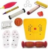 Ramdev Acupressure Massager Tools Kit Combo With Finger Massager & Foot Roller, Foot Mat Pyramidal Cuts Massager Massager