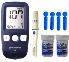 Sd Codefree Blood Glucose Machine with 100 Strips 100 Round Lancet & Lancing Device Glucometer