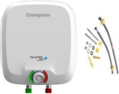 Crompton 6 Litres Rapidjet Plus 6 L 5 Star Rated with Copper Heating Element Storage Water Heater (Free Installation and Connection Pipes, White)