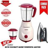 Activa Mixer Pluto 2 Jar With Free Electric Dry Iron 500 Mixer Grinder 2 Jars, White