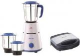 Bajaj Combo Pack Pluto With Sandwich Maker Toast 500 W Mixer Grinder 3 Jars, White, Blue