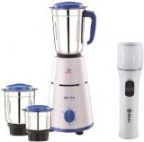 Bajaj Pluto Mixer Grinder Combo With Chamak Tourch 500 W Mixer Grinder 3 Jars, White, Blue