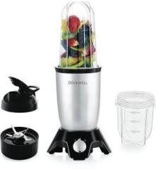 Cookwell Push + Knob Bullet 600 Juicer Mixer Grinder 2 Jars, Silver and Black