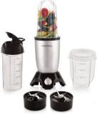 Cookwell Push + Knob Bullet 600 Juicer Mixer Grinder 3 Jars, Silver And Black