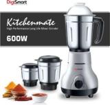 Digismart KITCHEN MATE 3 JARS 600 Mixer Grinder 3 Jars, BLACK AND GRAY