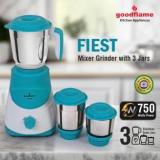 Goodflame Fiesta Mixer Grinder 750 Watt FIESTA 750 Mixer Grinder 3 Jars, Cyan And White