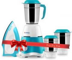 Jones Thunder Pro 700 W Mixer Grinder Blue, White, 3 Jars & Treo 750 W Dry Iron White, Blue