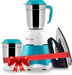 Longway Super Dlx 650 W Mixer Grinder Blue, White, 2 Jars & 1100 W Dry Iron White, Blue