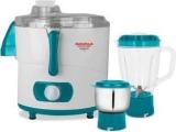 Maharaja Whiteline MARK DEO 450 Juicer Mixer Grinder 3 Jars, White, Turquoise Blue