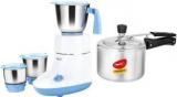 Pigeon Combo Glory 550 W Mixer Grinder With Pressure Cooker 3 Jars, White