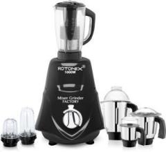 Rotomix 1000 watts Rocket Mixer Grinder with 3 Stainless Steel 2 Bullets and Juicer Jar s Chutney, Liquid, Dry, 2 bullets and Juicer Jar MGFF534 1000 Mixer Grinder 6 Jars, Black