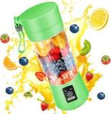 Sarchase Portable Electric Juicer Grinder Cup 380ML USB Rechargeable 6 Blades Hand Juicer Mini Fruit Mixer Machine Personal Blender Mixer For Home Office And Outdoor 1 Juicer 1 Jar, Green